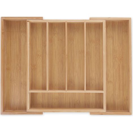 Cubertero extensible para cocina 31,5 x 49 x 5 compartimentos práctico de bambú natural 130003110 (1/4)