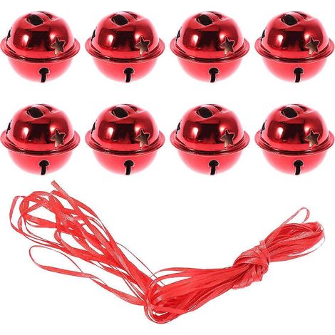 21 clochettes de Noël miniatures brillantes en forme d'étoile à cinq branches, faites à la main (20 clochettes rouges de 3 cm + ruban de 10 m) (1/5)