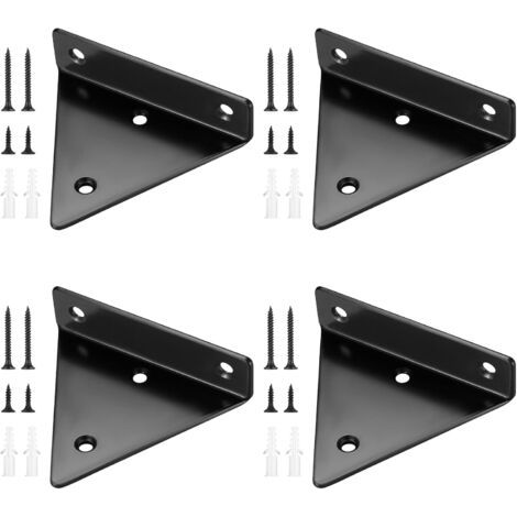 4 Pièces Supports d'étagère Flottants, Supports à Tablettes Muraux Triangulaires Invisibles, Equerre Etagere Murale Métal