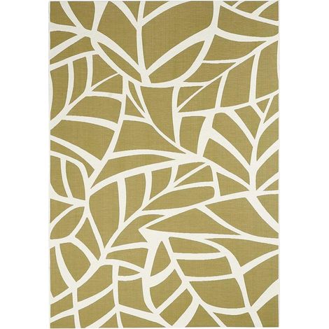 Tapis extérieur kilim 160x230 vert rectangle FEUILLE