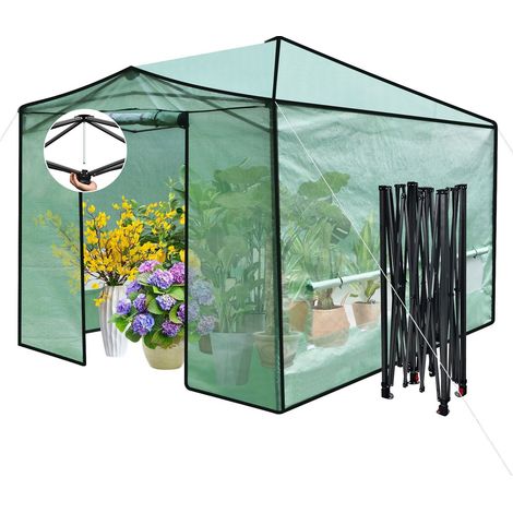 364cm x 243cm Folding Pop-up Greenhouse Walk-in Gardening Greenhouse (1/5)