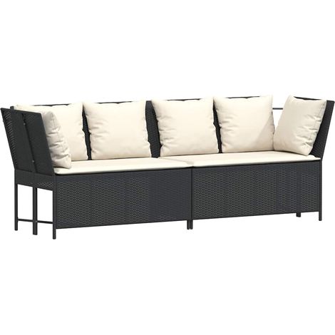 Maison Exclusive - Gartensofa mit Kissen Schwarz Poly Rattan