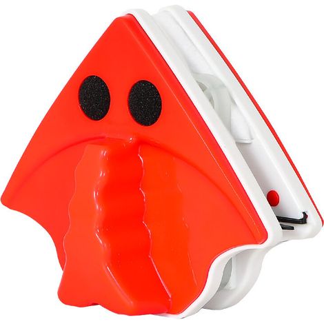Nettoyeur de Vitre Magnétique, Nettoyeur de Vitres Double Face Outil de Nettoyage Brosse avec Corde Anti-Chute pour Vitres à Double fenêtres de 18 à 30mm d'épaisseur, Rouge (1/5)
