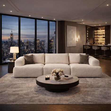 3-Sitzer-Sofa Grande – Weißes Bouclé – 290 cm – Como (1/5)