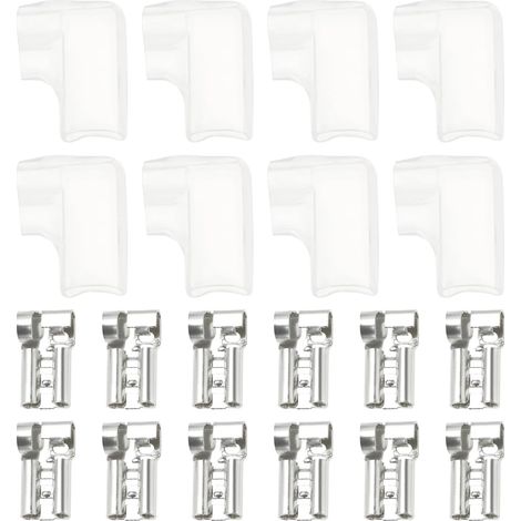 100 Female Crimp Connectors Right Angle 4.8 mm with 100 PVC Sleeves for Cables 14-22 AWG/0.3-2.0mm² for Switch (1/5)