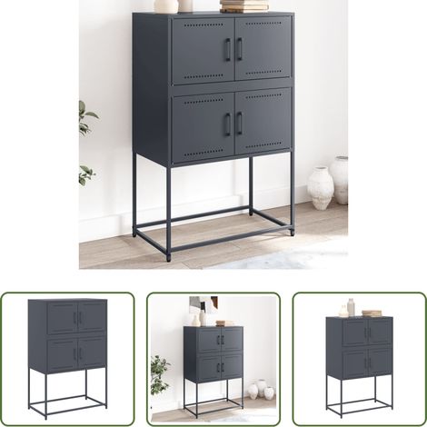 Buffet acier -  Buffet anthracite 68,5x38,5x107 cm acier (1/5)