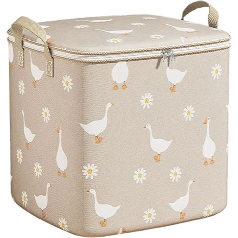 Caja de almacenamiento de 100 litros con tapa, asa reforzada y cremallera resistente, para mantas y ropa de cama. (1/5)