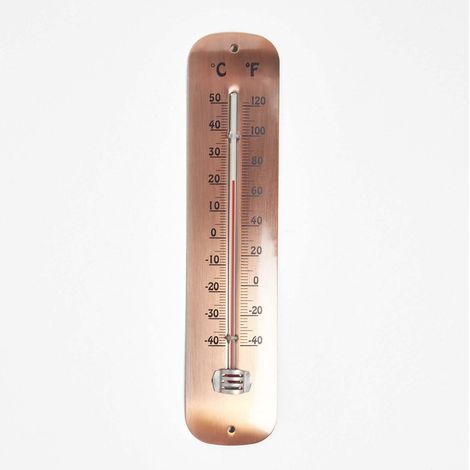 HOMESCAPES Metall-Wandthermometer Kupfer