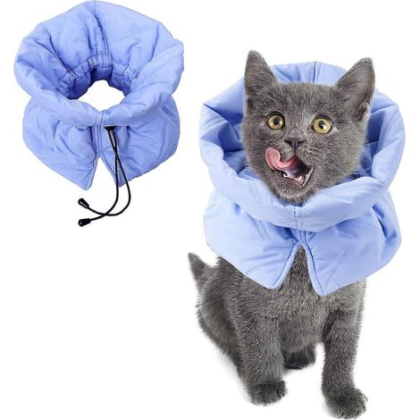 Collier de convalescence pour chat, alternative souple et réglable à la collerette, pour chat après une intervention chirurgicale, empêche le léchage et convient à un usage quotidien (tour de cou 16-2 (1/5)