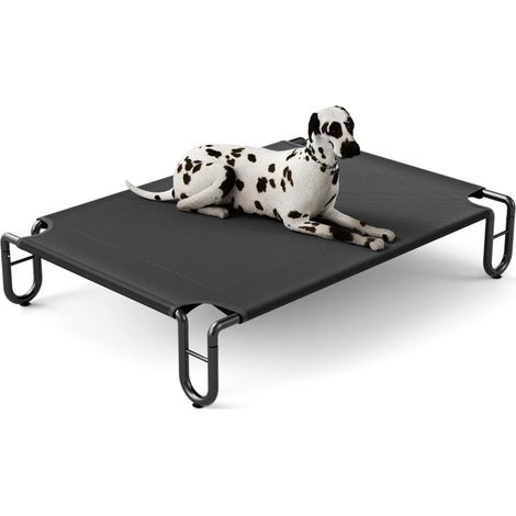 Refreshing Raised Dog Bed Camp Bed for Dogs, Cats, Pets Indoor Outdoor Large Size Dog Basket Indestructible Cushion (Black, M) (1/5)