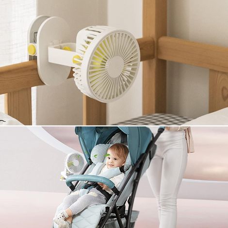 Mini ventilador de escritorio USB, 4000 mAh, recargable, 3 velocidades, rotación de 360°, oscilación automática, silencioso, ventilador personal para cochecito, oficina, viajes, camping (Negro) (1/5)