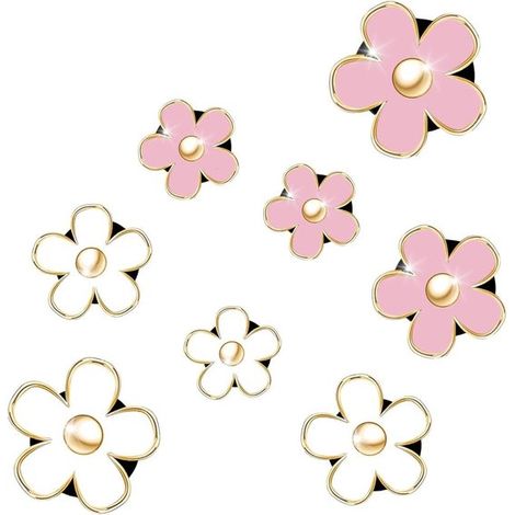 Clip per prese d'aria con fiore di margherita - 8 pezzi, rosa e bianco - Clip per climatizzatore auto con fiore colorato (1/5)