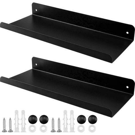 2 Stück Wandregal Schwarz Metall Kleines Wandregal 28 11cm Kleines Regal Wand Dekorative Wandboard Aufbewahrung für Badezimmer, Küche, Wohnzimmer, Büro (1/5)