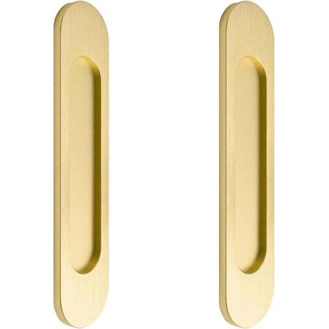 Lot de 2 poignées de porte coulissante ovales autocollantes pour armoires, fenêtres et portes coulissantes (dorées)