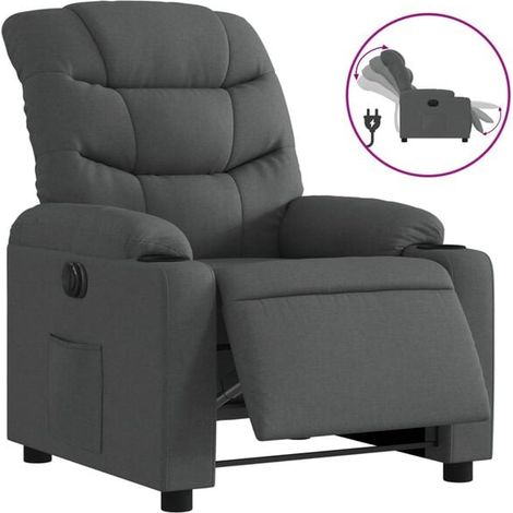 Fauteuil inclinable électrique en tissu gris foncé