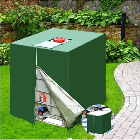 Bache pour Cuve 1000 l, Bâche de Protection Solaire pour réservoir d'eau de Pluie IBC, Anti-poussière Anti-UV, 116 x 100 x 120 cm, Vert (1/5)