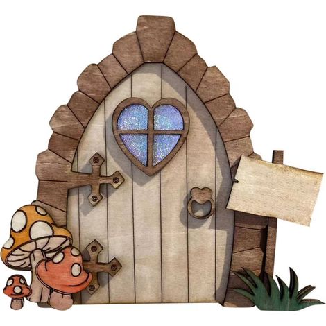 Porte Fée de Jardin Ornement en Bois Décoration de Jardin