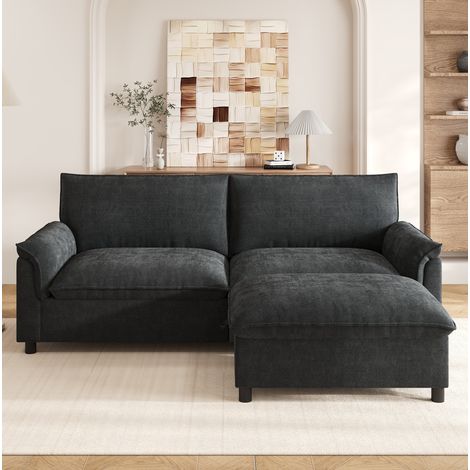 sofá cama modular chenille negro con almacenaje OKMYHOME (1/5)