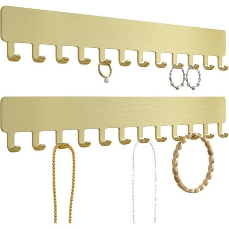 Wall-mounted storage for chains and jewelry: chain holder, chain rack, chain storage rack, wall-mounted jewelry holder, gold, 2 pieces (1/5)