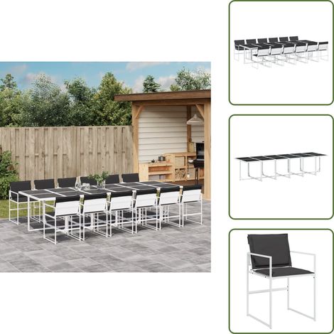 Cuscini da seduta - vidaXL Set da Pranzo da Giardino 13 pz con Cuscini Bianco in Textilene - Mobili da esterno