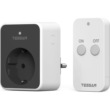 Prise Telecommande sans Fil, Portée de 30,5 M, Noir 3600W Prise Connectée avec Interrupteur, Electrique avec Telecommande à Aimantation, Commandée pour Lampe et Électroménager (1/5)
