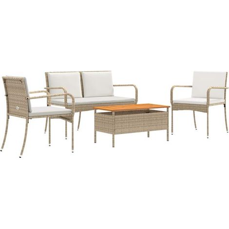 Ensemble de jardin en rotin beige en polyéthylène (1/5)