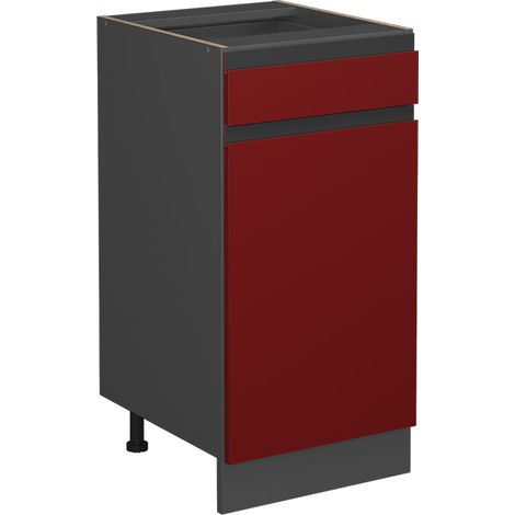 Küchenunterschrank R-Line, Rot, 40 cm J-Shape, ohne Arbeitsplatte, Vicco