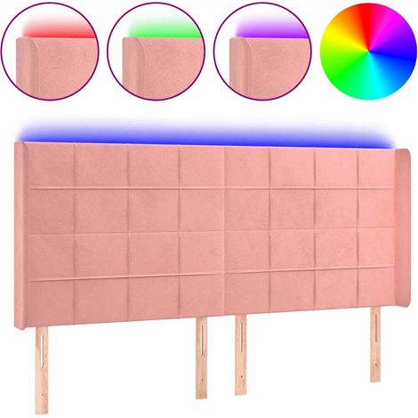 Maison Exclusive - Cabecero con LED de terciopelo rosa 183x16x118 (1/5)