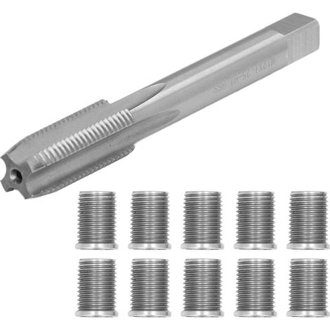 Kit reparation filetage bougie M10x1.25 insert inox + taraud M12x1.25 acier rapide accessoire auto entretien moteur 1 taraud 10 inserts (1/5)