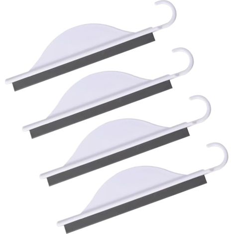 4 Pièces Raclette à Eau en Verre Blanche avec Crochet pour Nettoyage des Vitres et Carrelage, Mini Raclette Compacte en PP et TPR pour Salle de Bain et Voiture (1/5)