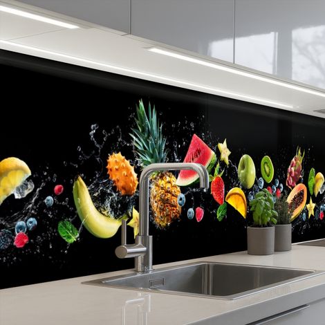 REVETEMENT MURAL DE CUISINE, CRÉDENCE DE CUISINE Splash - Fruit - Noir 300x60 cm (1/5)