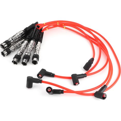 Jeu de 6 câbles d'allumage bougies 1J0998031 compatible Corrado VR6 2.8 2.9 avec tige de traction (1/5)