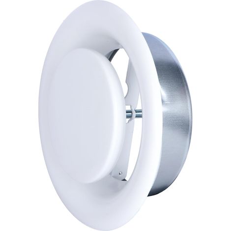 Einstellbare runde VMC-Absaugöffnung 125 mm – lackierter weißer Stahl – hohe Qualität – Einfachstrom-VMC – Doppelstrom-VMC – Decke oder Wand – Kanal DN125 (1/5)