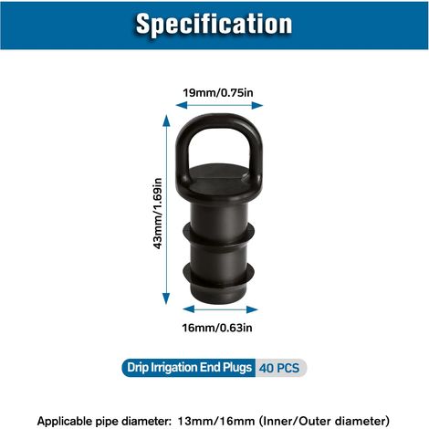 VooGenzek 40 Pièces 16mm Raccords D'irrigation Goutte à Goutte, Bouchons D'extrémité D'irrigation Goutte à Goutte, Adaptateur Bouchons D'Irrigation Goutte, pour Système D'irrigation (1/4)