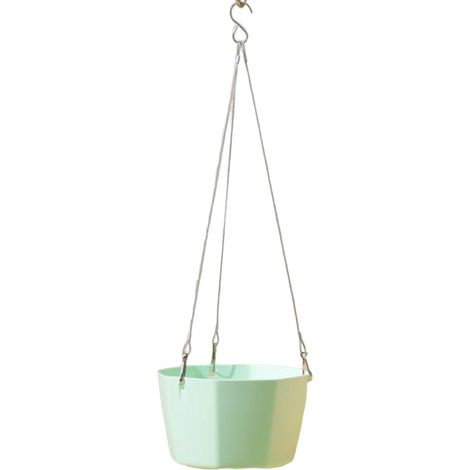 Fioriera sospesa da 5 pollici con catena, 2 fioriere, per uso interno/esterno, cestino decorativo sospeso per giardini, balconi e decorazioni per recinzioni, verde (1/3)