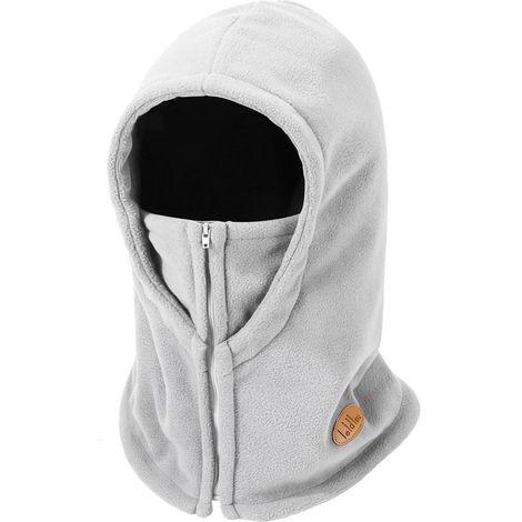 Cagoule Thermique Polaire Coupe-Vent Homme Femme pour Ski Moto Vélo Randonnée Gris (1/5)