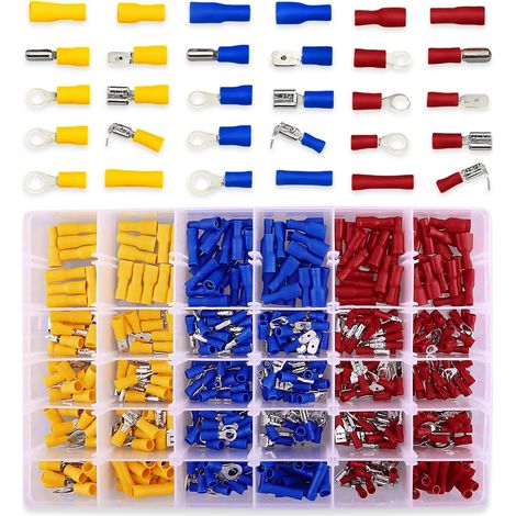 Kit de 3 cosses à sertir isolées Weddecor - Embouts de câblage assortis - fourche, œillet, embase, multicolore (1/5)
