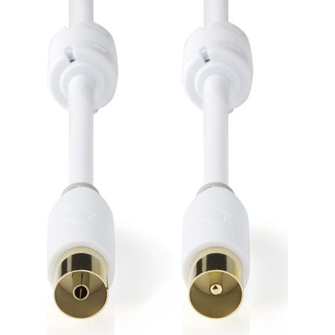 Koaxialkabel iec koax stecker iec koax buchse vergoldet 100 db 75 ohm doppelt geschirmt 200 m rund pvc wei box (1/4)