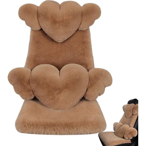 Housses de siège de voiture en peluche, coussin de siège en peluche pour voiture Coussin de voiture épais en forme de cœur – Coussin de siège de voiture confortable pour les voitures et les camions (1/5)