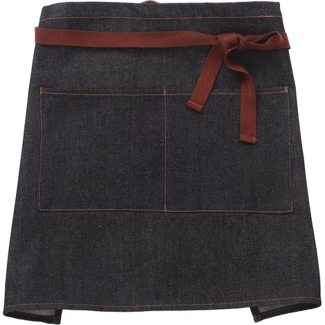 Tablier de Serveur en Denim Noir -long avec Spacieuses et Design Ceinture, Cuisine et Uniforme de Travail Professionnel (1/5)