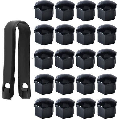 20Pcs 17mm Wheel Nut Caps, Wheel Bolt Nut Covers, Hexagon Tire Nut Covers with Removal Tool Set for Cars, Black (1/5)