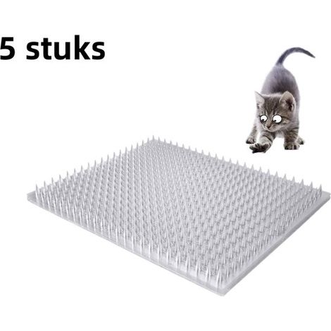 Lot de 5 — Tapis anti-chats à picots — Barrière de lit — Tapis de protection — Picots anti-chats — Fournitures pour animaux de compagnie — Convient à toutes les saisons — 34 x 43 cm — Transparent (1/5)