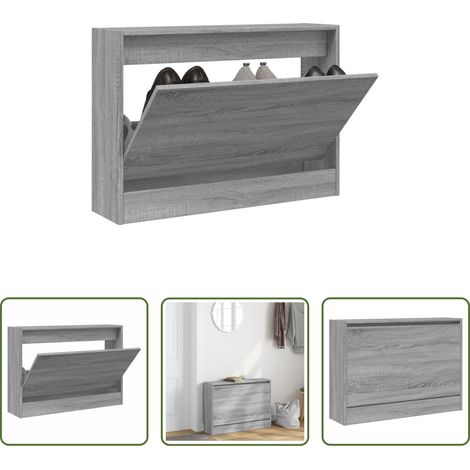 vidaXL Armoire bois -  Armoire à chaussures sonoma gris 80x21x57 cm bois d'ingénierie (1/5)