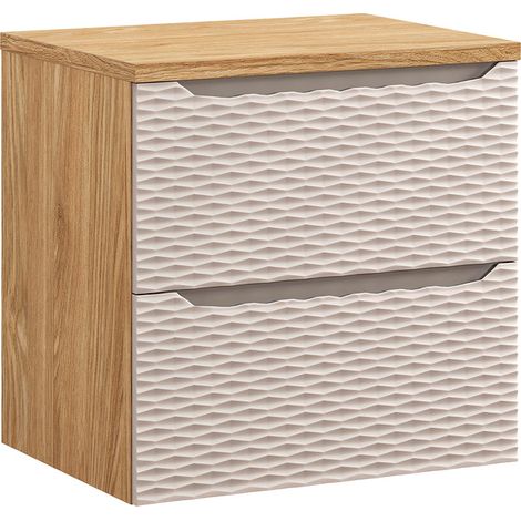Waschtischunterschrank 60cm Elora mit 2 Schubladen, Beige und Holzoptik (1/5)