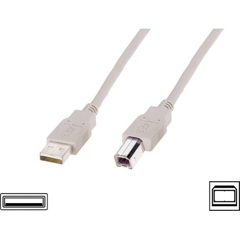 DIGITUS ASSMANN Electronic AK-300102-018-E - Cavo USB (1,8 m, USBUSB A, USB B, 2,0, connettore maschio/maschio, Beige) (1/4)