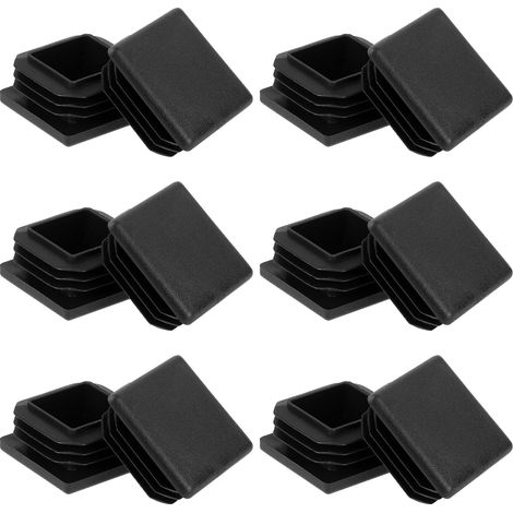 Lot de 12 embouts carrés à lamelles - 40 x 40 mm - Noir - Pour tube carré, produits en métal, chaises, étagères (1/5)