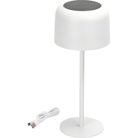 Veilleuse solaire LED rechargeable, blanche, 3 W, lumière chaude 3000 K, intensité réglable par simple pression, lampe portable pour une utilisation intérieure et extérieure
