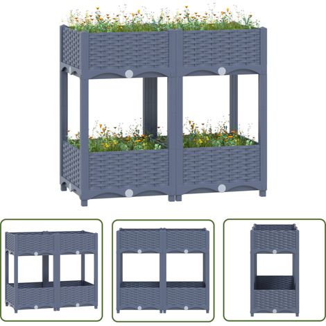 The Living Store Lit surélevé 80x40x71 cm Polypropylène - Jardinière Surélevée - Bac De Culture - Pots De Fleurs Exterieur - Jardin Vertical - Décoration Jardin (1/5)
