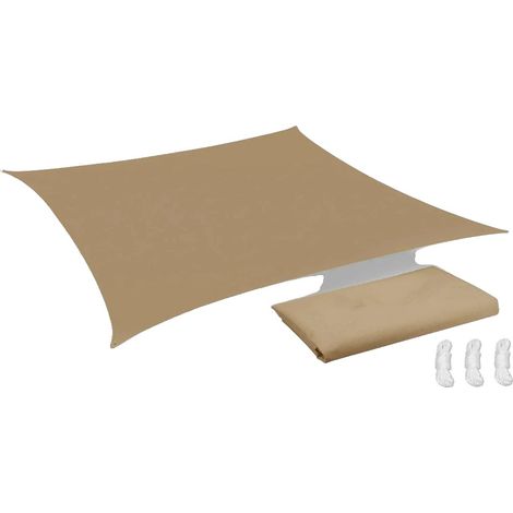 Vela de sombra, impermeable, con protección UV, color arena, 4x6 m (1/2)
