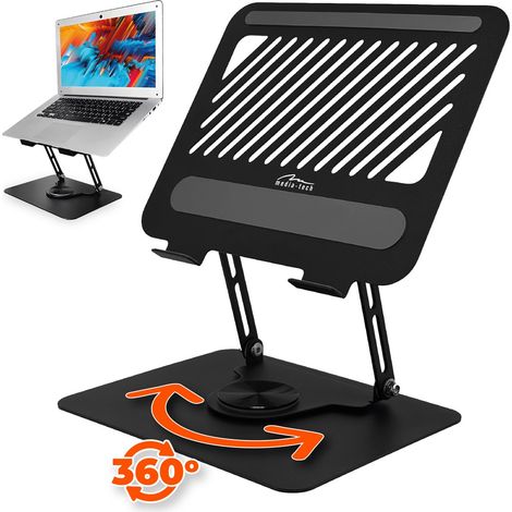 Support pour ordinateur portable Roto - Support métallique pivotant et réglable pour ordinateurs portables de 10 à 17 pouces. Ergonomique, durable, rotation à 360°, excellente ventilation. (1/5)